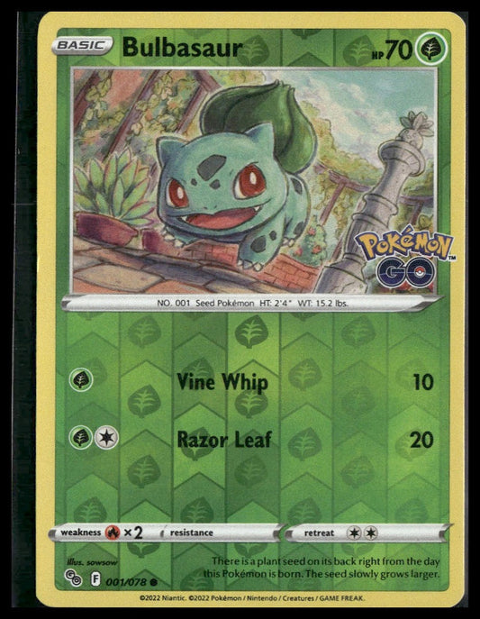 Bulbasaur #001/078 sowsow Reverse Holo Pokemon GO VLP