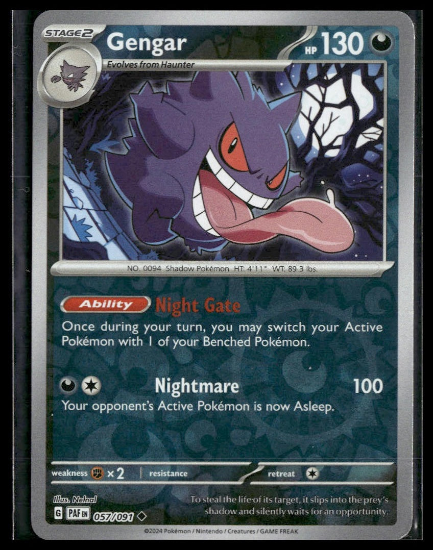 Gengar #057/091 Reverse Holo Paldean Fates LP