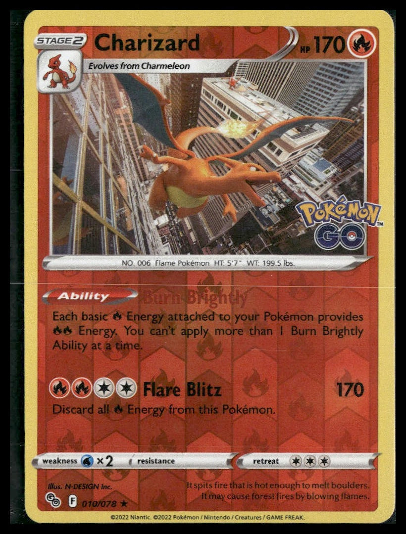 Charizard #010/078 Reverse Holo Pokemon GO VLP