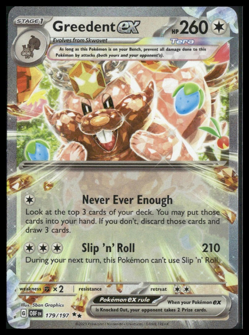 Greedent ex #179/197 Obsidian Flames NM