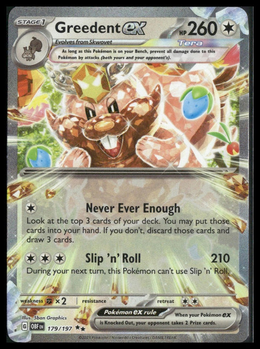 Greedent ex #179/197 Obsidian Flames NM