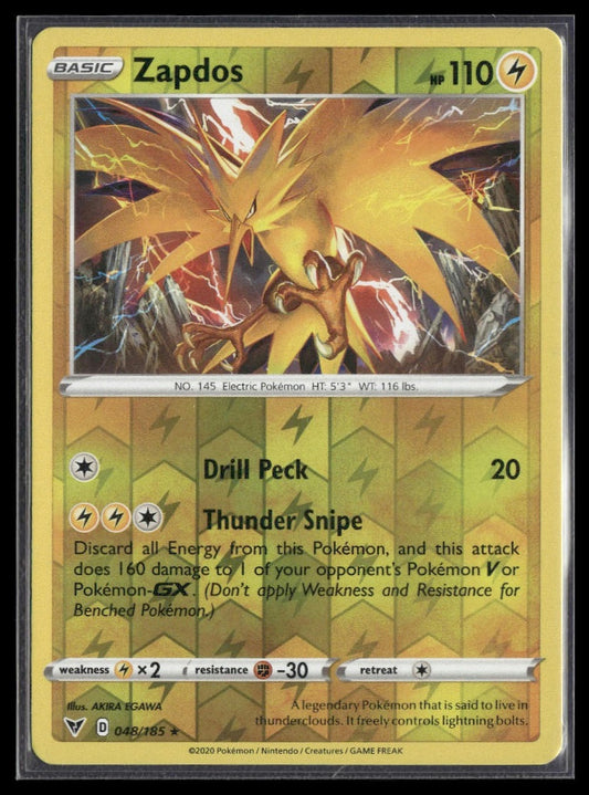 Zapdos #048/185 Reverse Holo Vivid Voltage NM