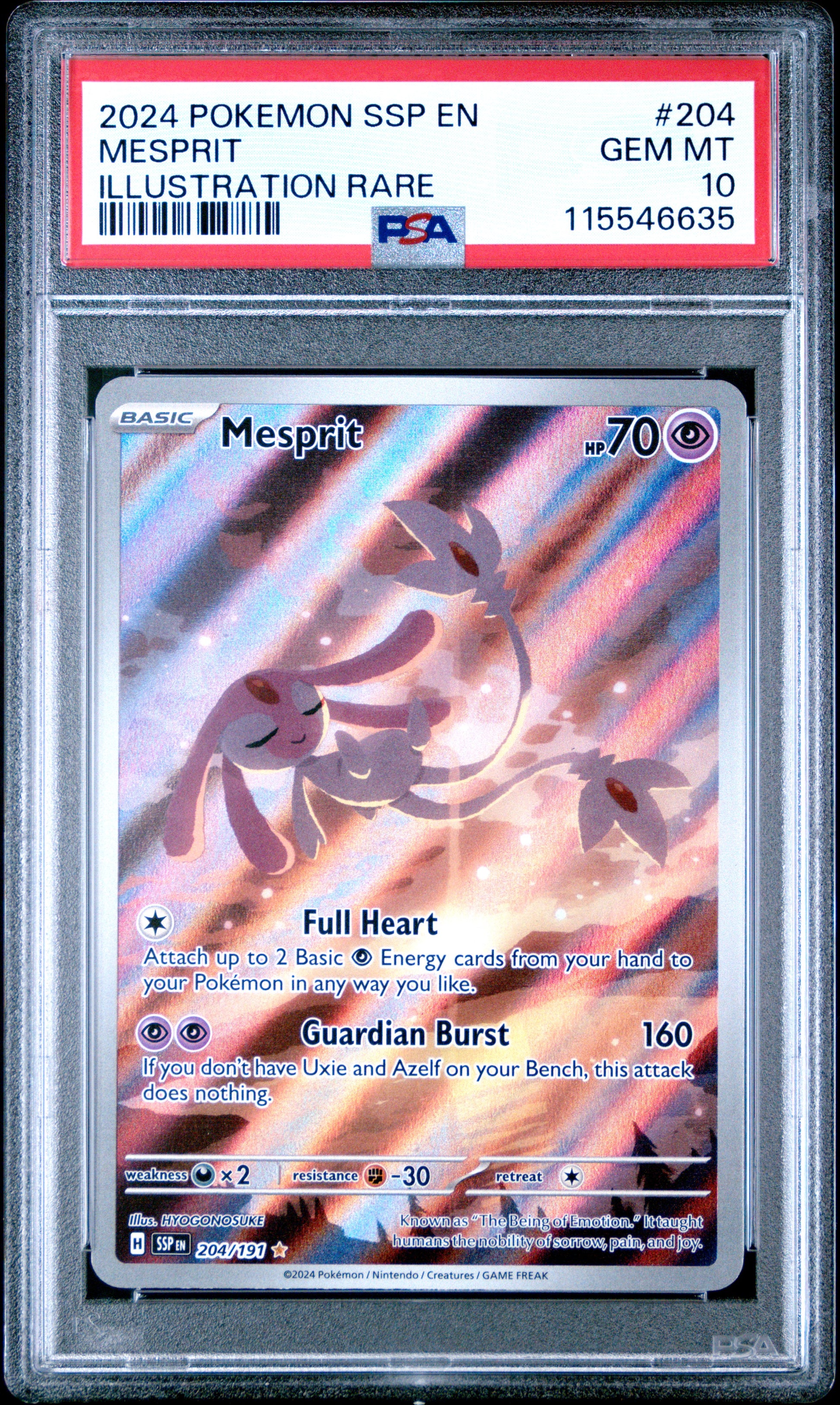 PSA 10 Mesprit #204 Surging Sparks