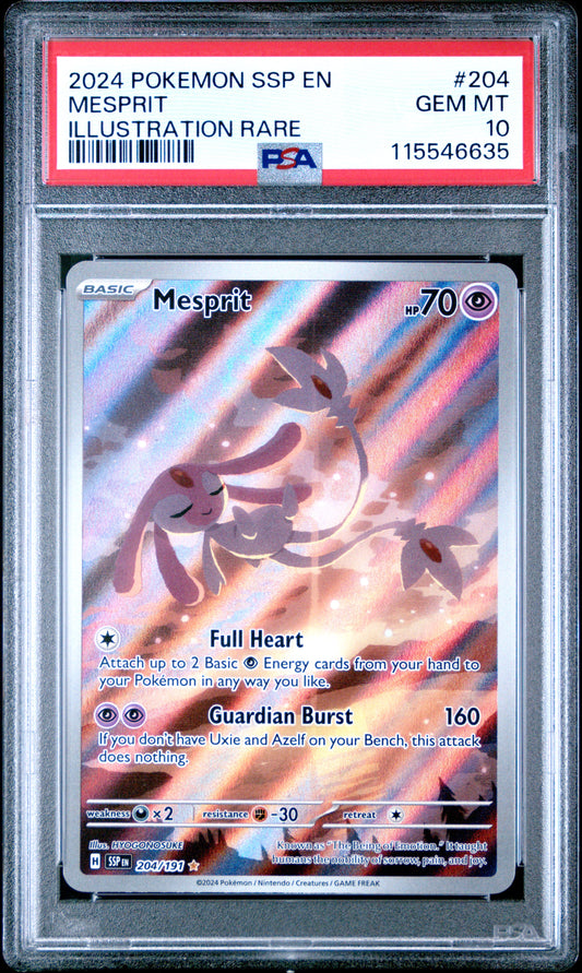 PSA 10 Mesprit #204 Surging Sparks