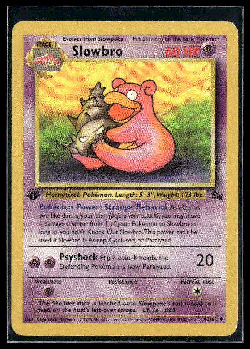 Slowbro #43/62 1st Edition Fossil MP