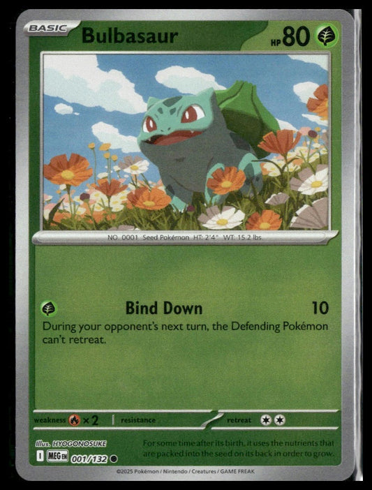 Bulbasaur #001/132 Reverse Holo Mega Evolution NM