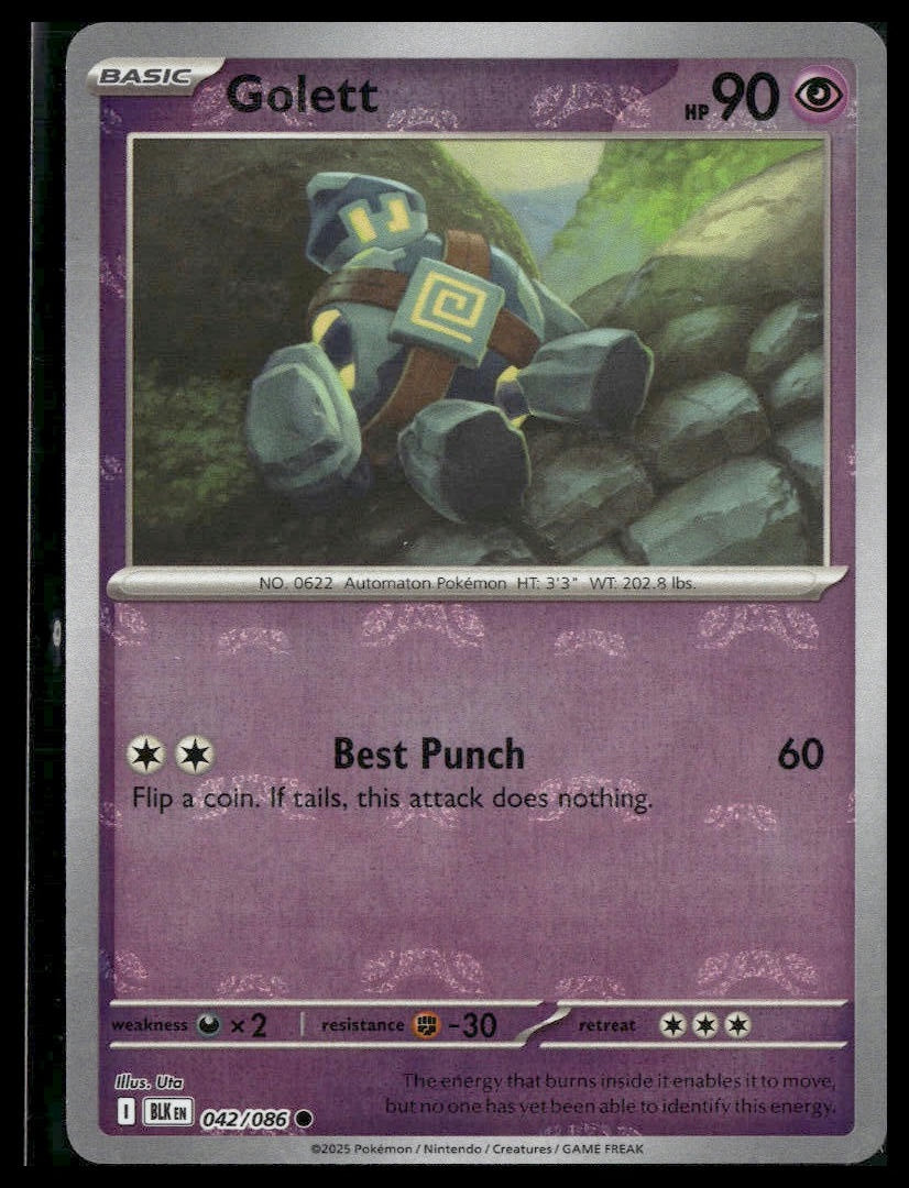 Golett (Master Ball) #042/086 Black Bolt NM