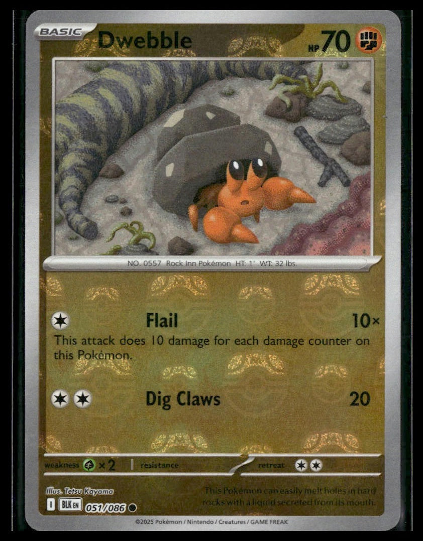 Dwebble (Master Ball) #051/086 Black Bolt NM