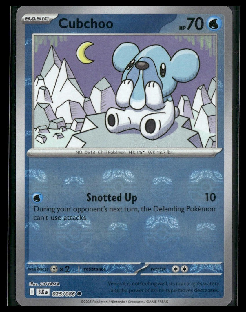 Cubchoo (Master Ball) #025/086 Black Bolt NM