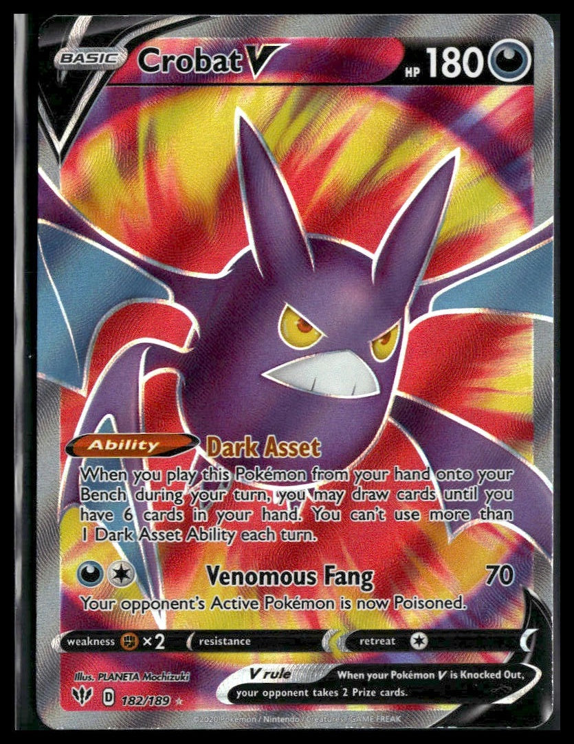 Crobat V (Full Art) #182/189 Darkness Ablaze NM