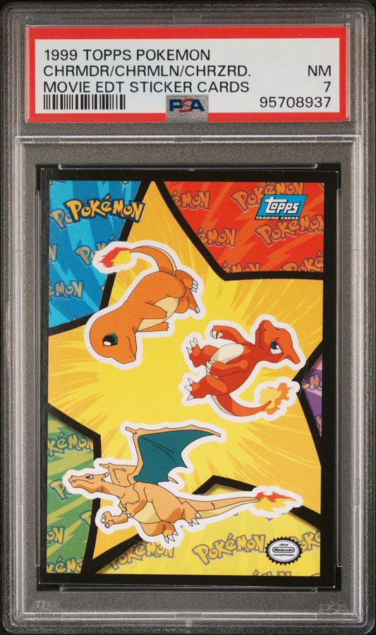 PSA 7 Chrmdr/Chrmln/Chrzrd. # 1999 Topps Pokemon The Movie Edt Sticker Cards
