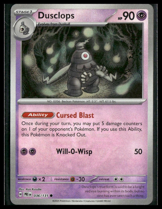 Dusclops (Master Ball) #036/131 Prismatic Evolutions NM