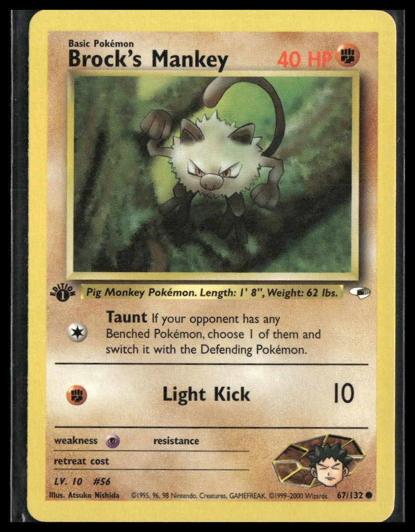 Brock's Mankey #067/132 1st Edition Gym Heroes LP