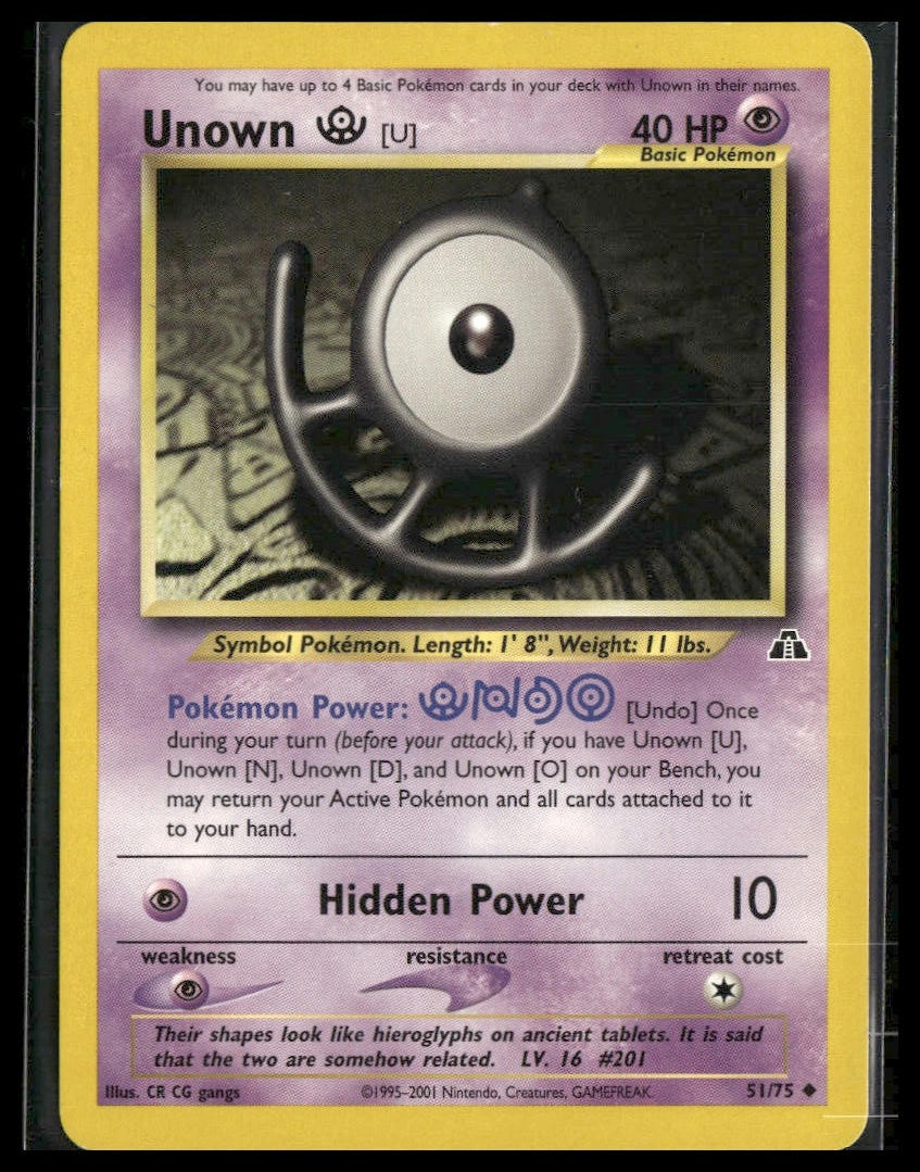 Unown [U] #51/75 Neo Discovery VLP