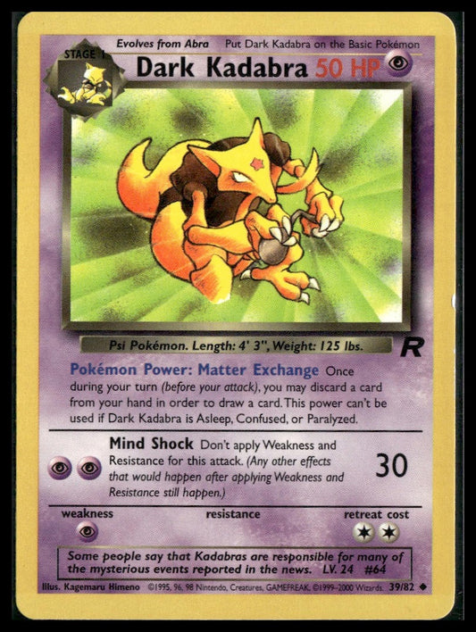 Dark Kadabra #39/82 Team Rocket LP