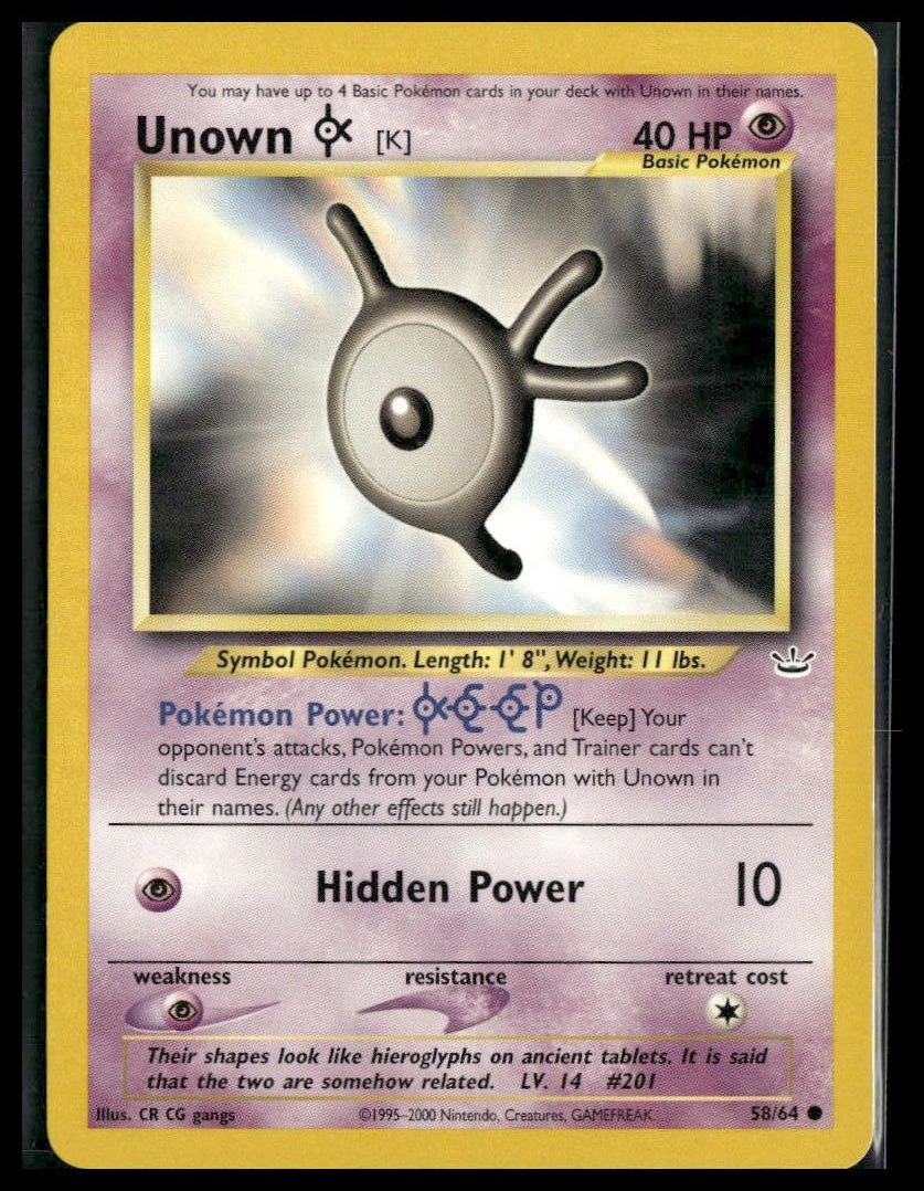 Unown [K] #58/64 Neo Revelation VLP