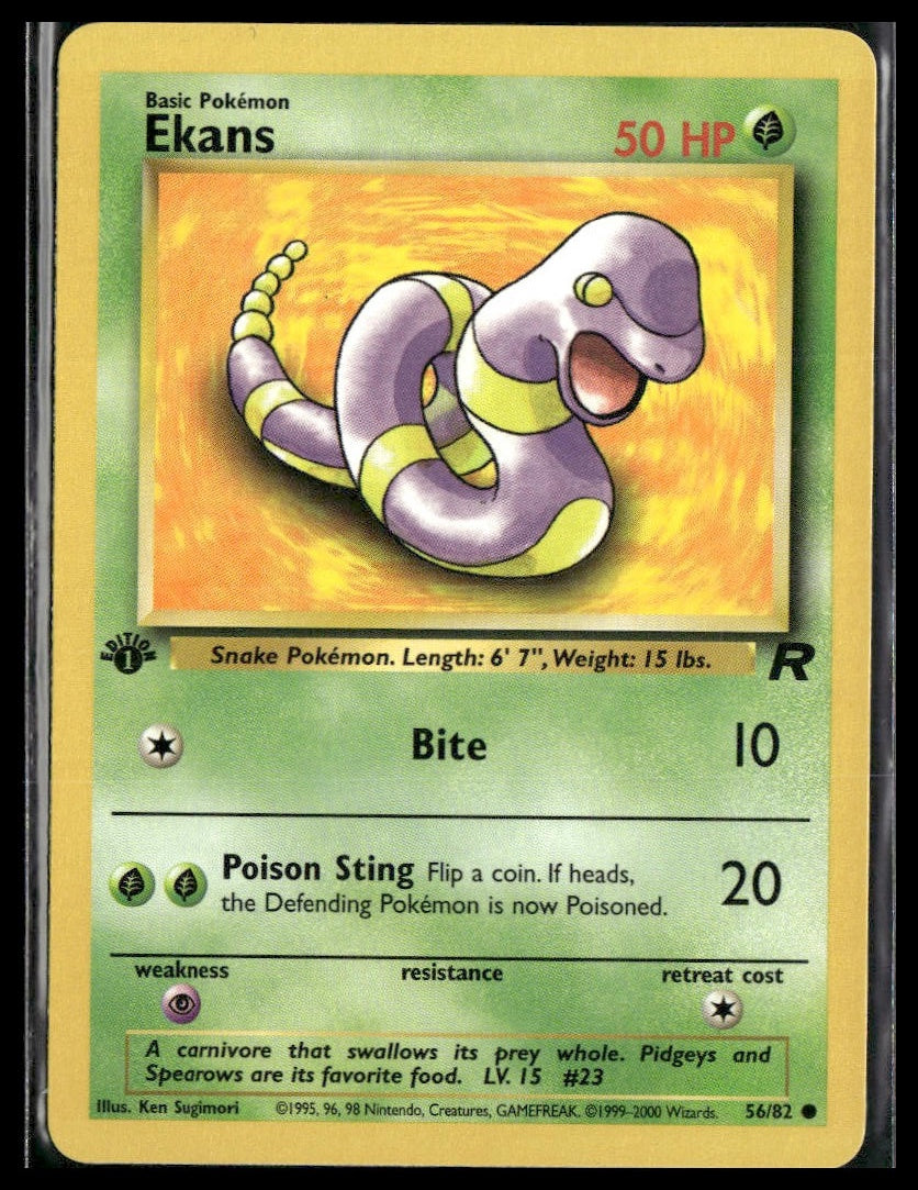 Ekans #56/82 1st Edition Team Rocket LP