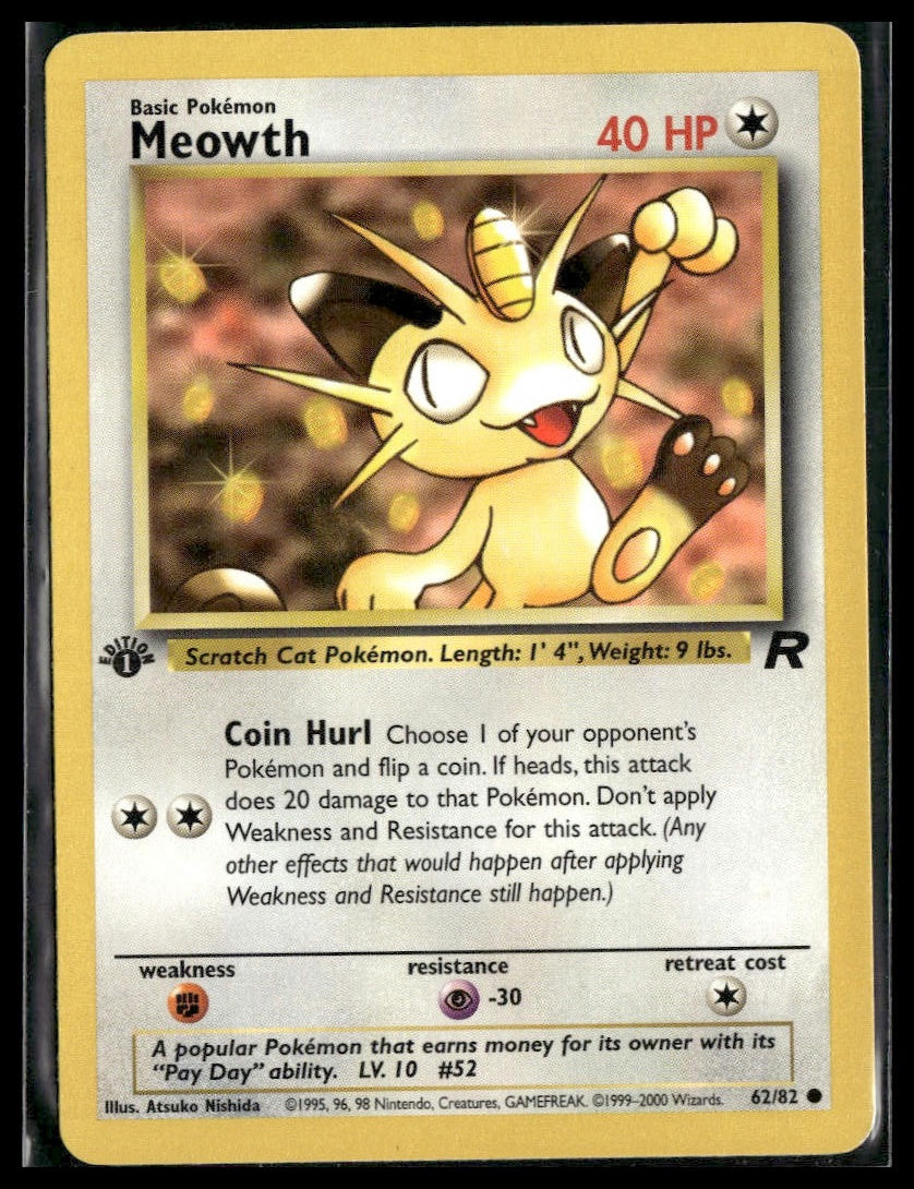Meowth #62/82 1st Edition Team Rocket VLP