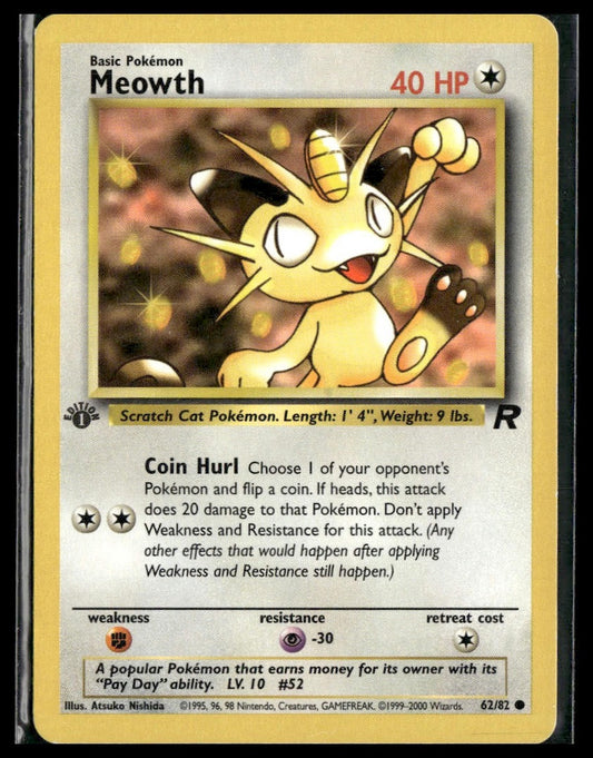 Meowth #62/82 1st Edition Team Rocket LP