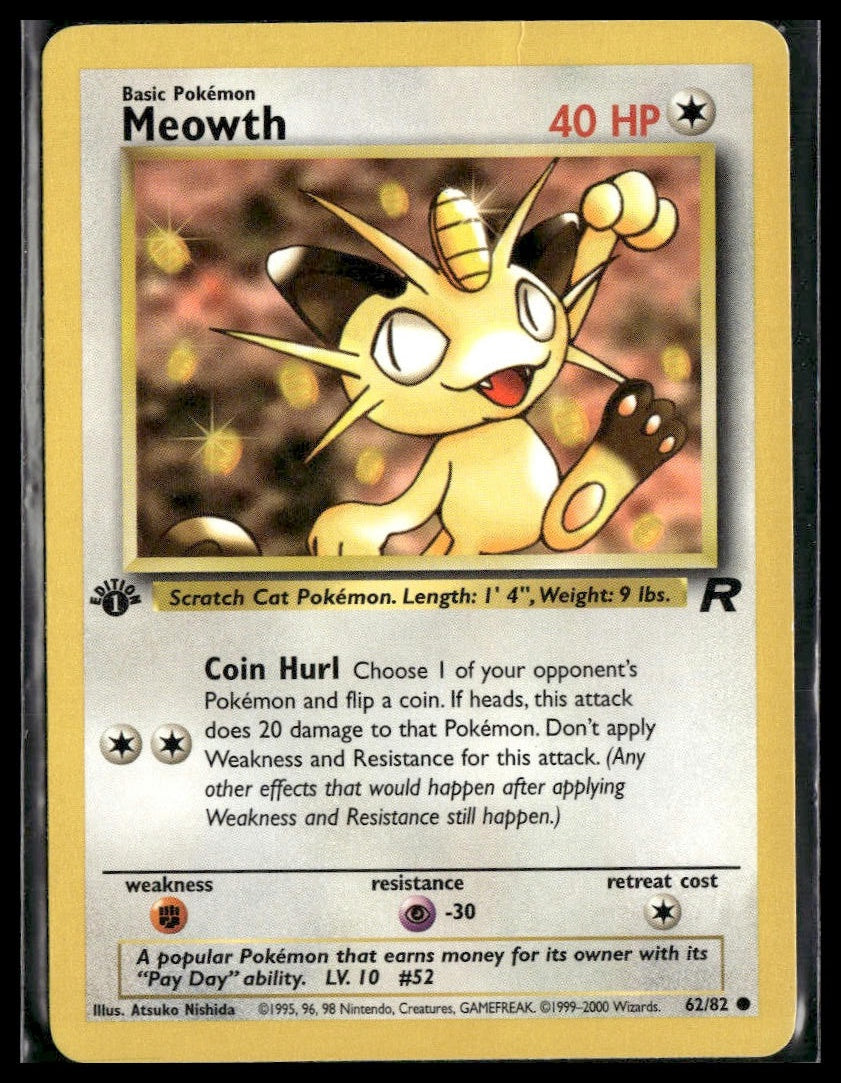 Meowth #62/82 1st Edition Team Rocket LP
