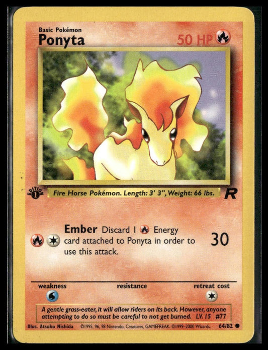 Ponyta #64/82 1st Edition Team Rocket LP