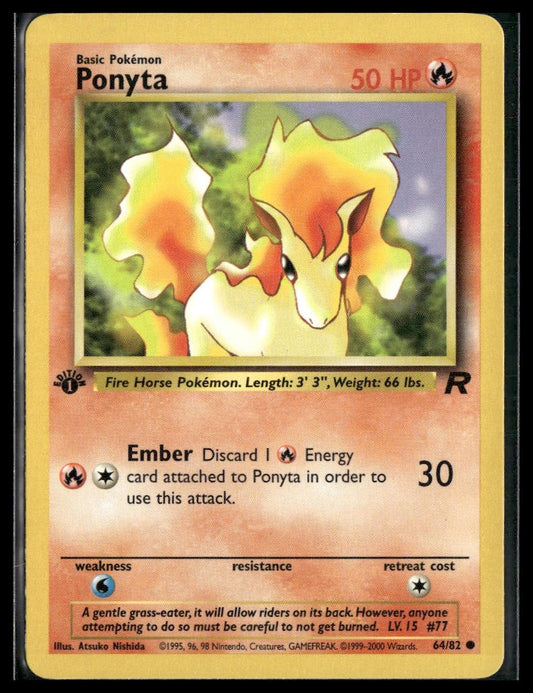 Ponyta #64/82 1st Edition Team Rocket VLP