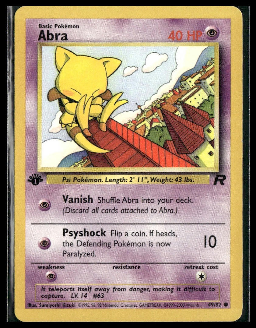Abra #49/82 1st Edition Team Rocket VLP