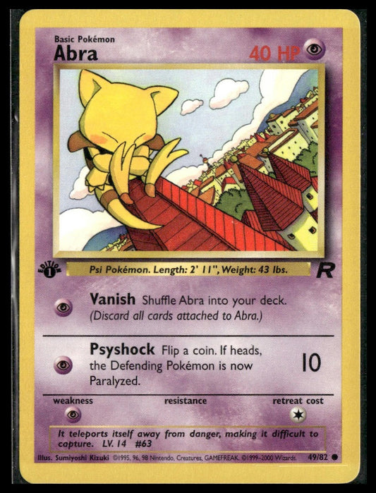 Abra #49/82 1st Edition Team Rocket VLP