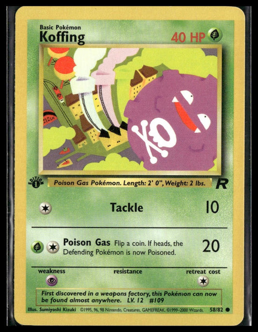 Koffing #58/82 1st Edition Team Rocket LP