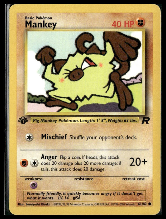 Mankey #61/82 1st Edition Team Rocket LP