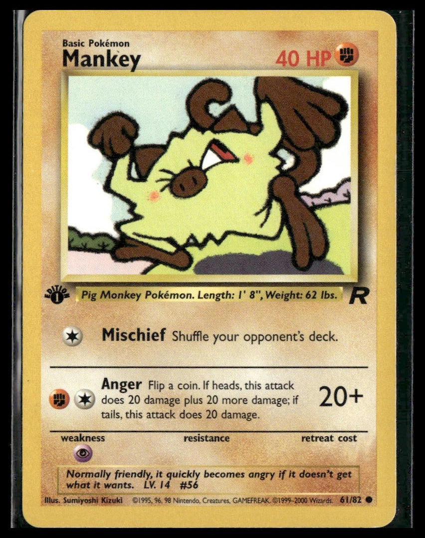 Mankey #61/82 1st Edition Team Rocket MP