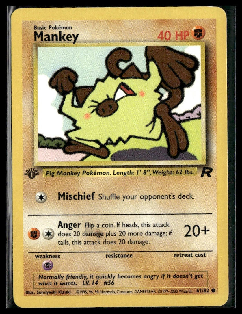 Mankey #61/82 1st Edition Team Rocket LP