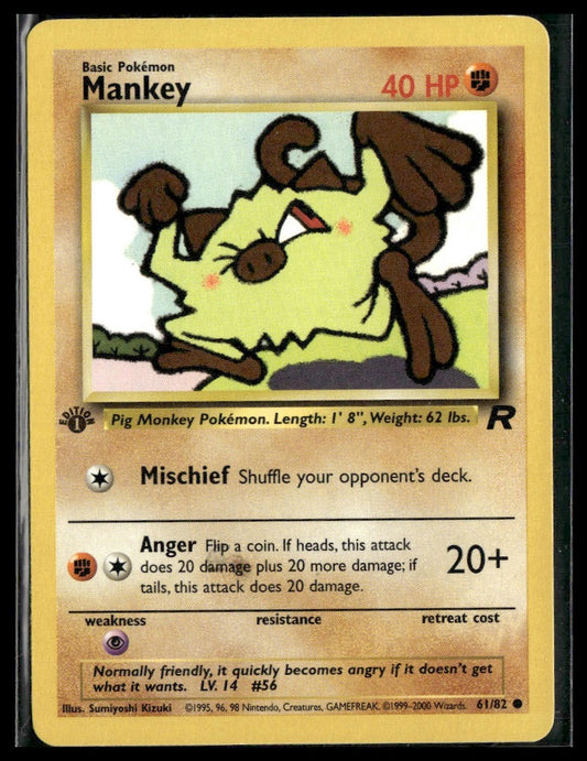 Mankey #61/82 1st Edition Team Rocket LP