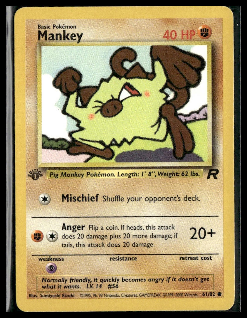 Mankey #61/82 1st Edition Team Rocket MP