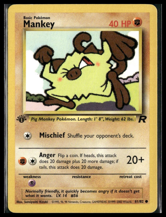 Mankey #61/82 1st Edition Team Rocket MP