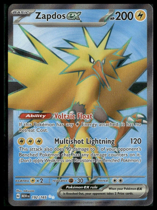 Zapdos ex #192/165 Scarlet & Violet 151 NM