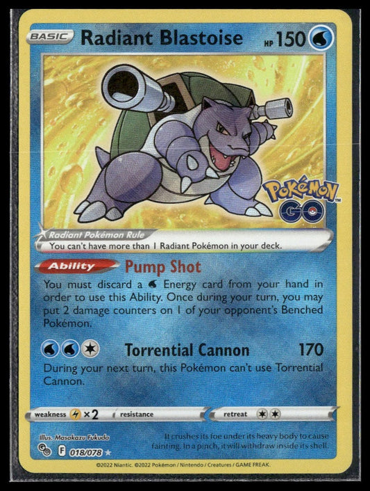 Radiant Blastoise #018/078 Pokemon GO NM