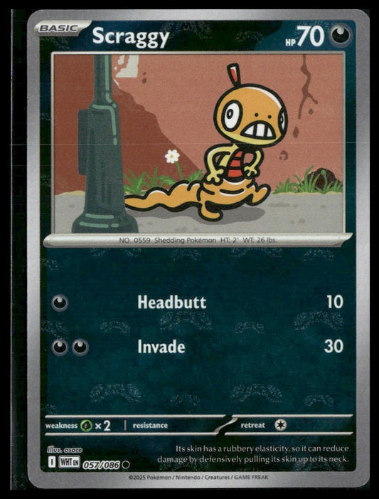 Scraggy (Master Ball) #057/086 White Flare NM