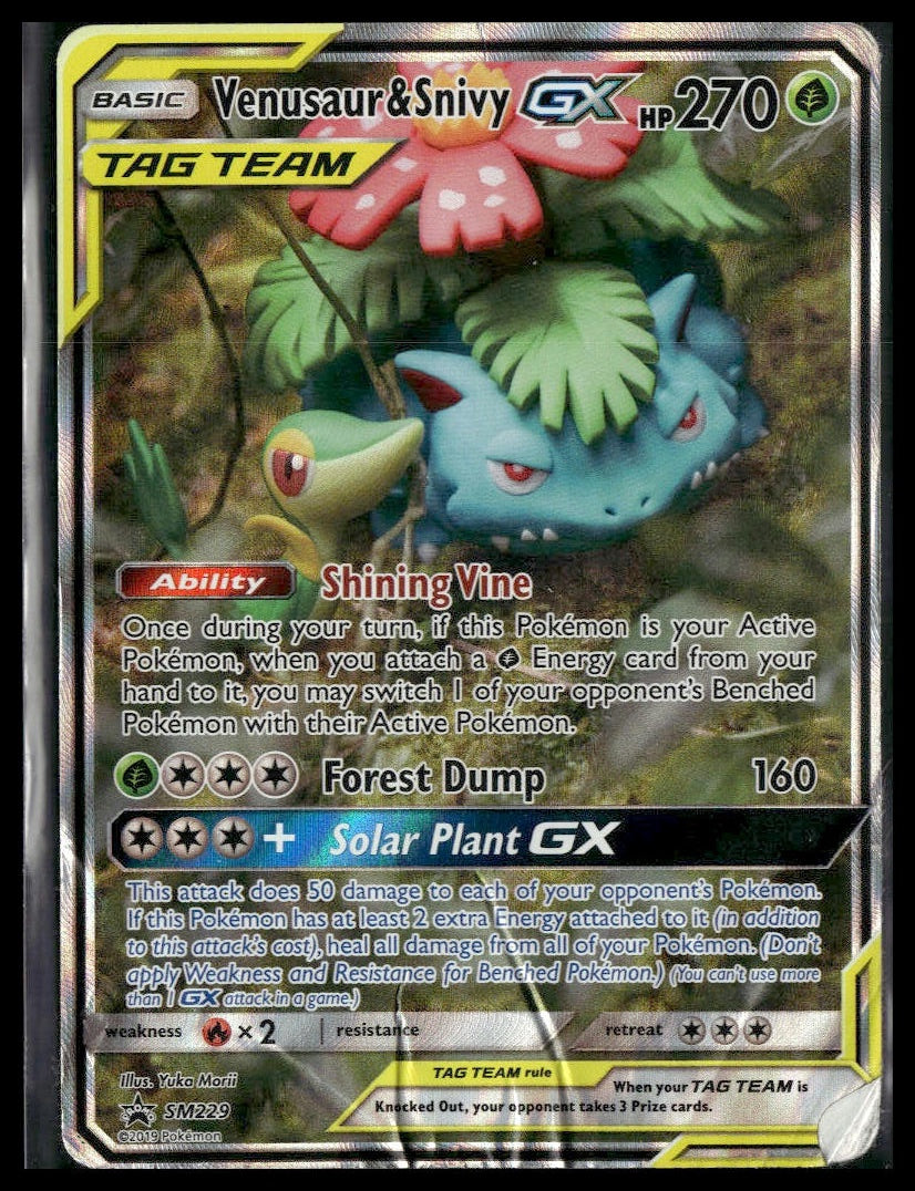 Venusaur & Snivy GX #SM229 SM Promos HP/DMG