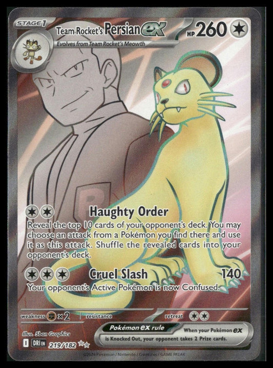 Team Rocket's Persian ex #219/182 Destined Rivals NM