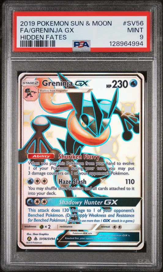 PSA 9 Greninja GX #SV56 Hidden Fates