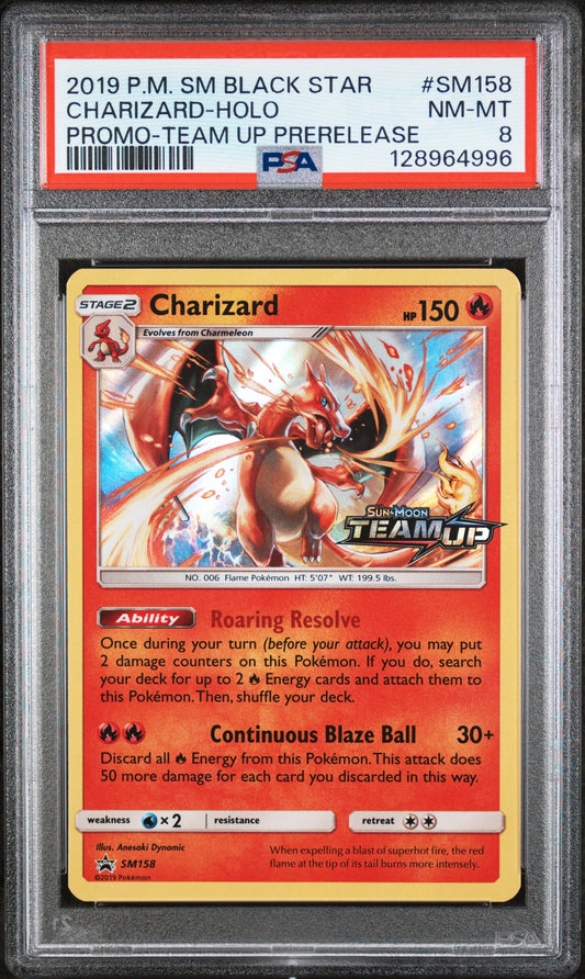 PSA 8 Charizard #SM158 STAMP Team Up Promo