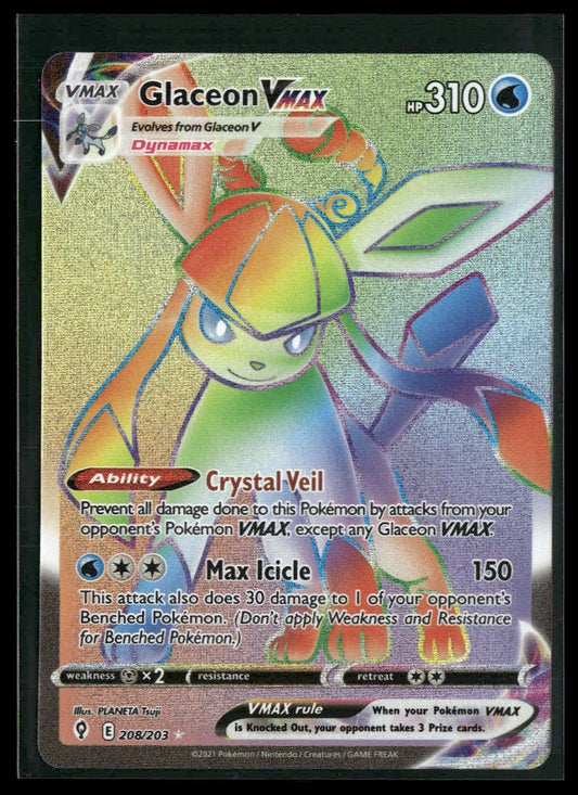 Glaceon VMAX (Secret) #208/203 Evolving Skies NM