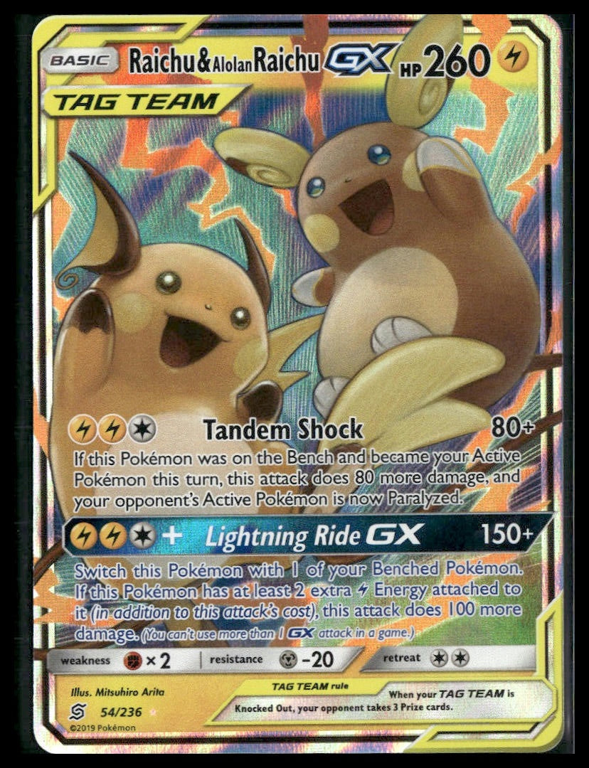 Raichu & Alolan Raichu GX #54/236 SM - Unified Minds VLP