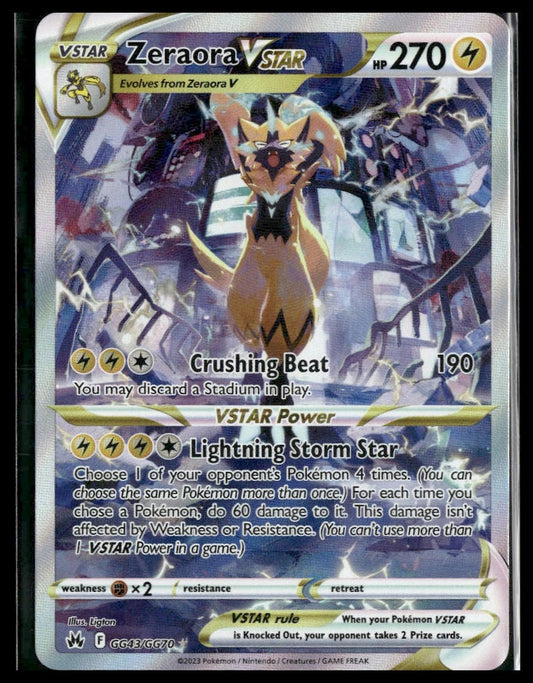 Zeraora VSTAR #GG43/GG70 Crown Zenith: Galarian Gallery NM
