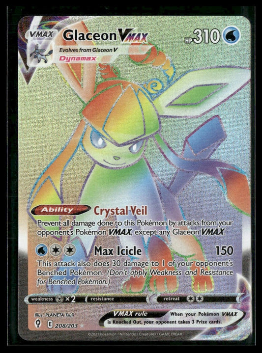Glaceon VMAX (Secret) #208/203 Evolving Skies NM