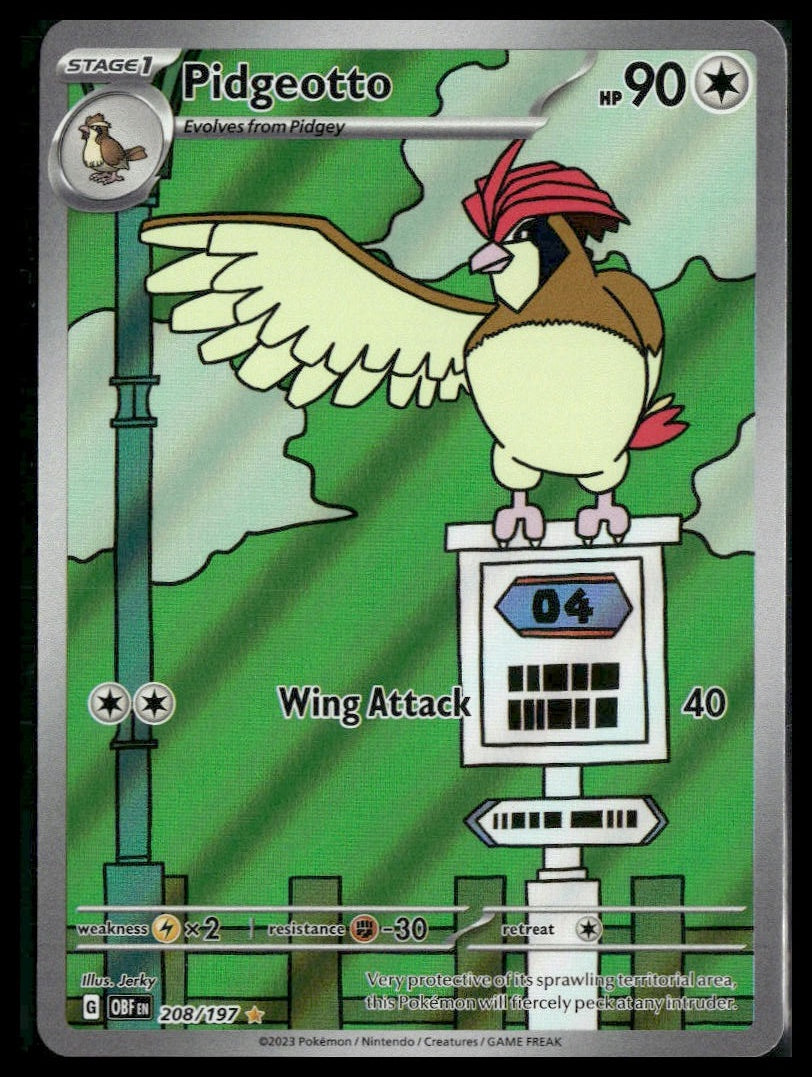 Pidgeotto #208/197 Obsidian Flames NM