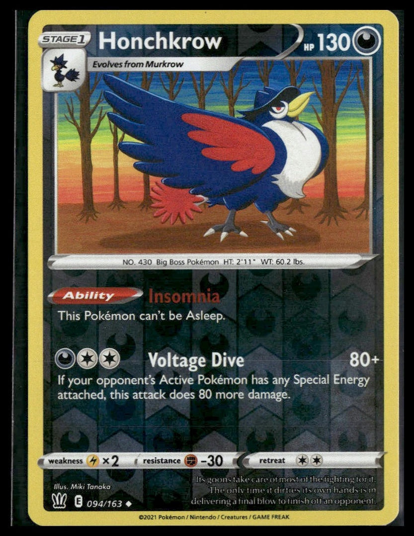 Honchkrow #094/163 Miki Tanaka Reverse Holo Battle Styles NM