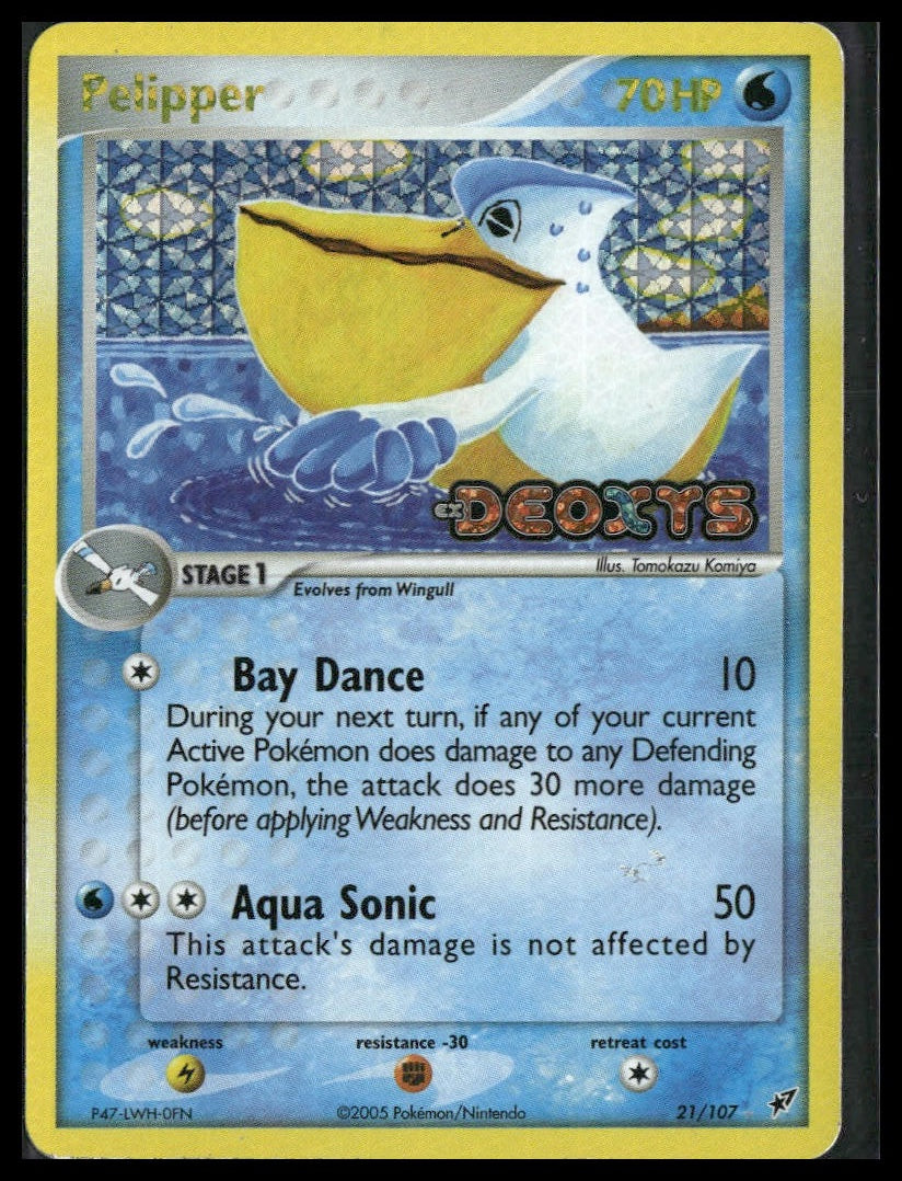 Pelipper #21/107 Reverse Holo STAMP Tomokazu Komiya Deoxys MP