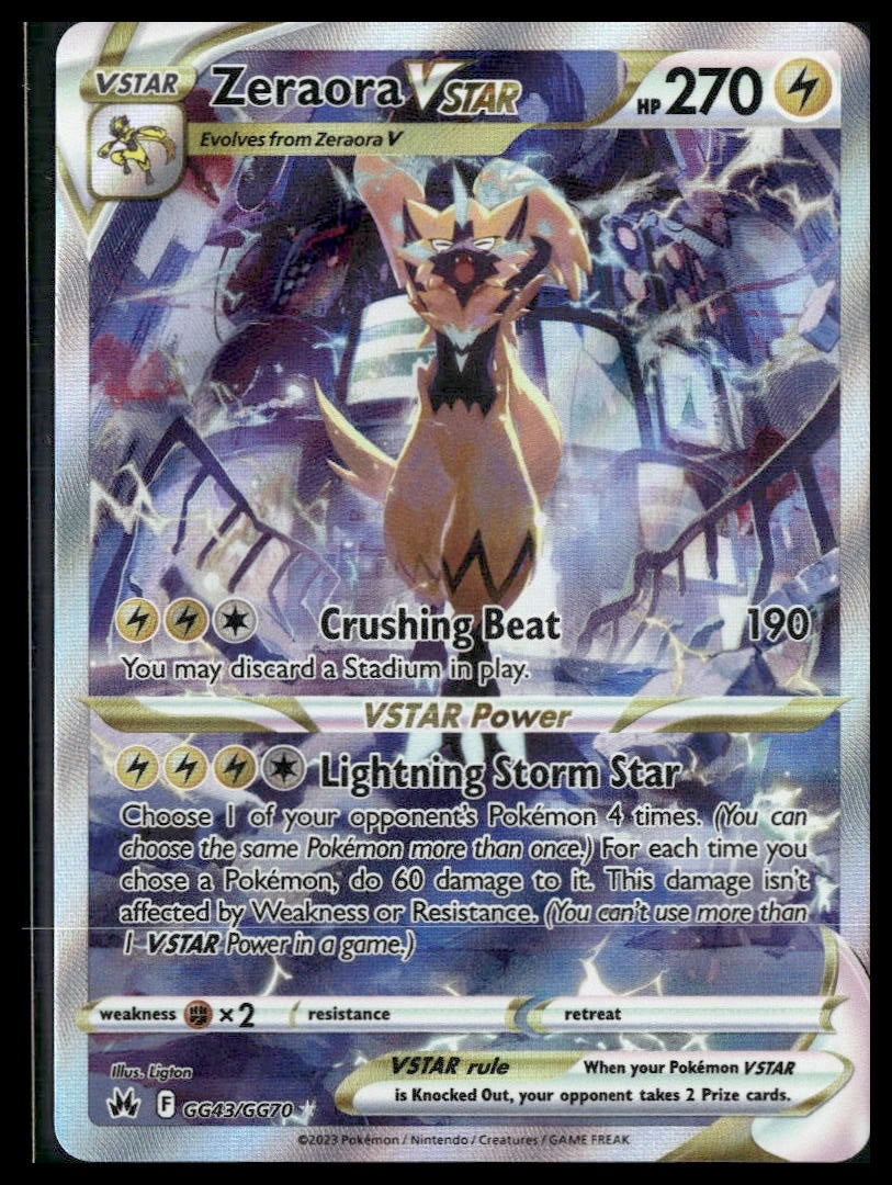 Zeraora VSTAR #GG43/GG70 Crown Zenith: Galarian Gallery NM